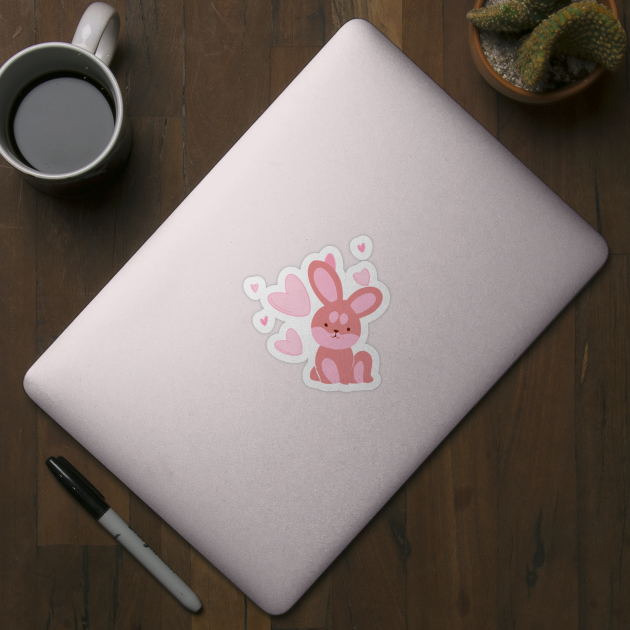 Bunny Love Pink Heart by PedaDesign